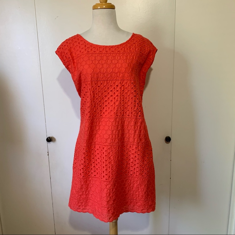 Cole Daniel Coral Eyelet Lace Sheath Dress